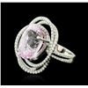 Image 2 : 14KT White Gold 11.79ct Kunzite and Diamond Ring