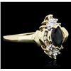 Image 2 : 10KT Two-Tone Gold 0.35ct Sapphire and Diamond Ring