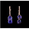 Image 1 : 9.80ctw Tanzanite and Diamond Earrings - 14KT Rose Gold