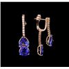 Image 2 : 9.80ctw Tanzanite and Diamond Earrings - 14KT Rose Gold