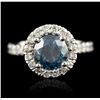 Image 1 : 14KT Gold 2.34ct I-2 / Very Greenish Blue & White Diamond Ring