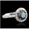 Image 2 : 14KT Gold 2.34ct I-2 / Very Greenish Blue & White Diamond Ring