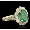 Image 2 : 14KT Yellow Gold 2.48ct Emerald and Diamond Ring