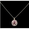 Image 2 : 14KT Yellow Gold 5.71ctw Ruby and Diamond Pendant With Chain