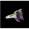 Image 2 : 10.73ct Amethyst and Diamond Ring - 14KT White Gold