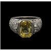 Image 1 : 6.28ct Yellow Sapphire and Diamond Ring - Platinum