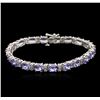 Image 1 : 14KT White Gold 14.06ctw Tanzanite and Diamond Bracelet