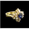 Image 2 : 1.21ct Blue Sapphire and Diamond Ring - 14KT Yellow Gold