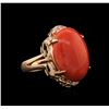 Image 2 : 10.20ct Coral and Diamond Ring - 14KT Rose Gold