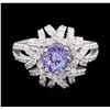 Image 2 : 14KT White Gold 1.17ct Tanzanite and Diamond Ring