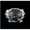 Image 1 : 14KT White Gold 14.69ct Topaz and Diamond Ring