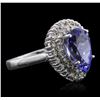 Image 1 : 14KT White Gold 4.25ct Tanzanite and Diamond Ring