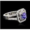 Image 2 : 14KT White Gold 1.00ct Tanzanite and Diamond Ring