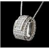 Image 3 : 3.36ctw Diamond Pendant With Chain - 18KT White Gold