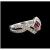 Image 2 : 0.40ctw Ruby and Diamond Ring - 14KT White Gold