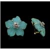 Image 2 : 1.12ctw Diamond Clematis Non-Pierced Flower Earrings - 18KT Yellow Gold