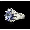 Image 1 : 14KT White Gold 2.52ct Tanzanite, Sapphire and Diamond Ring