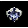 Image 2 : 14KT White Gold 2.52ct Tanzanite, Sapphire and Diamond Ring
