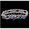 Image 2 : 14KT White Gold 10.80ctw Tanzanite and Diamond Bracelet
