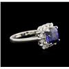 Image 2 : 3.51ct Tanzanite and Diamond Ring - 14KT White Gold