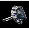 Image 1 : 14KT White Gold 20.82ct Topaz, Sapphire and Diamond Ring