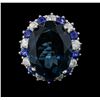 Image 2 : 14KT White Gold 20.82ct Topaz, Sapphire and Diamond Ring