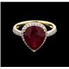 Image 1 : 6.14ct Ruby and Diamond Ring - 14KT Yellow Gold