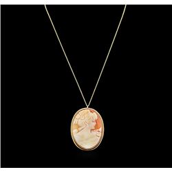 14KT Yellow Gold Cameo Pendant With Chain