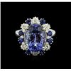 Image 2 : 14KT White Gold 6.27ct Tanzanite, Sapphire and Diamond Ring