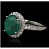 Image 2 : 14KT White Gold 3.35ct Emerald and Diamond Ring