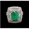 Image 1 : 18KT White Gold 2.90ct Emerald and Diamond Ring