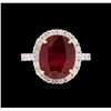 Image 2 : 8.16ct Ruby and Diamond Ring - 14KT Yellow Gold