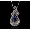 Image 1 : 18KT White Gold 4.54ct Tanzanite and Diamond Pendant With Chain