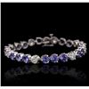 Image 1 : 14KT White Gold 14.58ctw Tanzanite and Diamond Tennis Bracelet