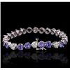 Image 2 : 14KT White Gold 14.58ctw Tanzanite and Diamond Tennis Bracelet