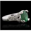 Image 1 : 14KT White Gold 3.01ct Emerald and Diamond Ring