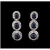 Image 1 : 21.71ctw Star Sapphire and Diamond Earrings - 14KT White Gold