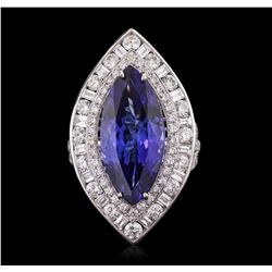 18KT White Gold GIA Certified 10.54ct Tanzanite and Diamond Ring