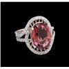 Image 1 : 4.89ct Tourmaline and Diamond Ring - 14KT White Gold