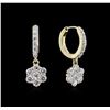 Image 2 : 1.10ctw Diamond Dangle Earrings - 14KT Yellow Gold
