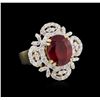 Image 1 : 4.89ct Ruby and Diamond Ring - 14KT Yellow Gold