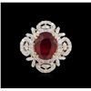 Image 2 : 4.89ct Ruby and Diamond Ring - 14KT Yellow Gold