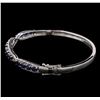 Image 2 : 3.60ctw Sapphire and Diamond Bangle Bracelet - 14KT White Gold