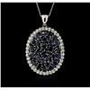 Image 1 : 14KT White Gold 15.12ctw Sapphire and Diamond Pendant With Chain