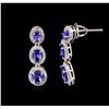 Image 2 : 2.91ctw Tanzanite and Diamond Earrings - 14KT White Gold