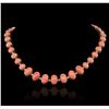 Image 2 : 14KT Yellow Gold 78.52ctw Coral and Diamond Necklace