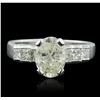 Image 1 : Platinum 2.81ctw Oval Cut Diamond Ring