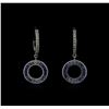 Image 1 : 0.50ctw Multi Sapphire and Diamond Dangle Earrings - 14KT White Gold