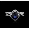 Image 2 : 18KT White Gold 2.08ct Sapphire and Diamond Ring