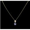 Image 2 : 2.92ct Tanzanite and Diamond Pendant With Chain -  14KT Yellow Gold